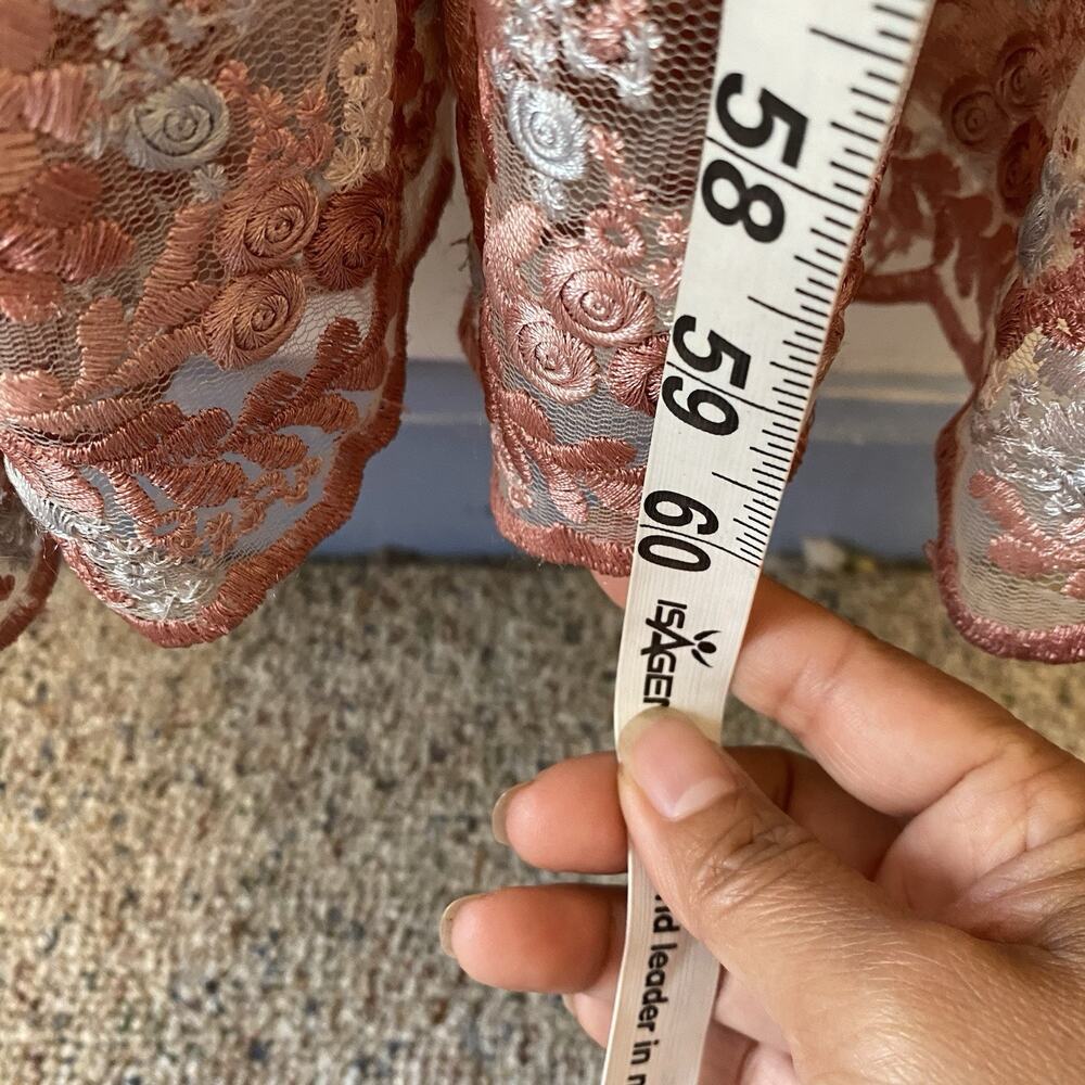 Altar'd State Maxi Dress M Sheer Pink Lace Floral Fairy Cottagecore Formal Party - Picture 3 of 11